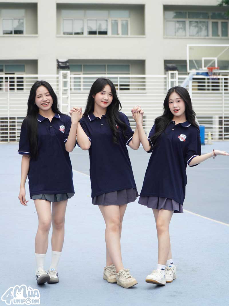 ao dong phuc lop mau xanh than